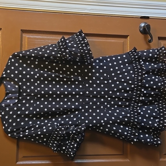 KEEPSAKE the Label Dresses & Skirts - Keepsake-Blk/white polka dot dress with ruffled sleeves & skirt Sz M/L
